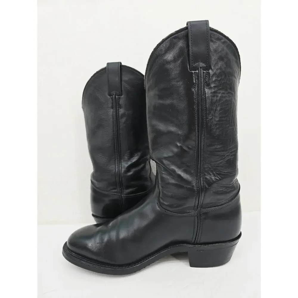 Vintage Men's Western Cowboy Boots Leather Black 9 Wide